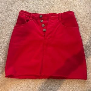 Red Denim Skirt. Brand: Brandy Melville/J. Galt. Worn Once, Perfect Condition.
